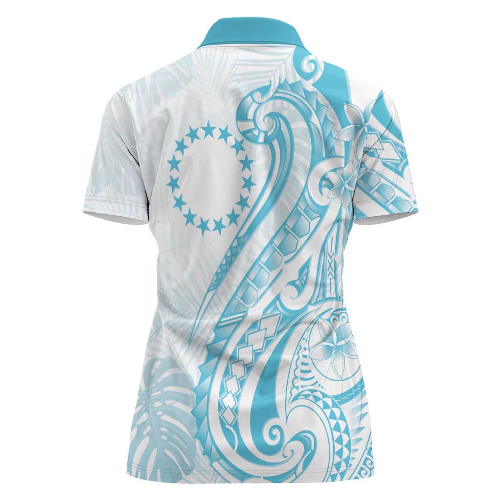 Kia Orana Cook Islands Women Polo Shirt Moana Plumeria Tropical Waves - Polynesian Pride