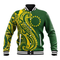 Kia Orana Cook Islands Baseball Jacket Plumeria Tropical Waves - Polynesian Pride