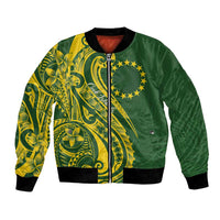 Kia Orana Cook Islands Bomber Jacket Plumeria Tropical Waves - Polynesian Pride