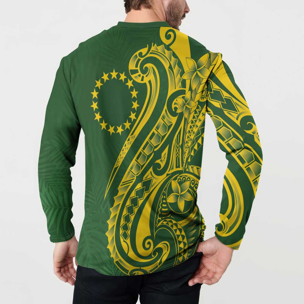 Kia Orana Cook Islands Button Sweatshirt Plumeria Tropical Waves - Polynesian Pride