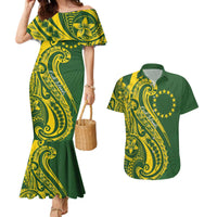 Kia Orana Cook Islands Couples Matching Mermaid Dress and Hawaiian Shirt Plumeria Tropical Waves - Polynesian Pride