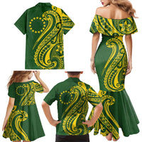 Kia Orana Cook Islands Family Matching Mermaid Dress and Hawaiian Shirt Plumeria Tropical Waves - Polynesian Pride