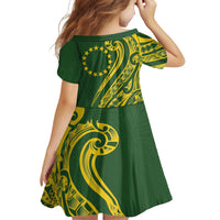 Kia Orana Cook Islands Family Matching Off Shoulder Short Dress and Hawaiian Shirt Plumeria Tropical Waves - Polynesian Pride