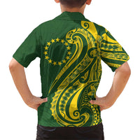 Kia Orana Cook Islands Family Matching Short Sleeve Bodycon Dress and Hawaiian Shirt Plumeria Tropical Waves - Polynesian Pride