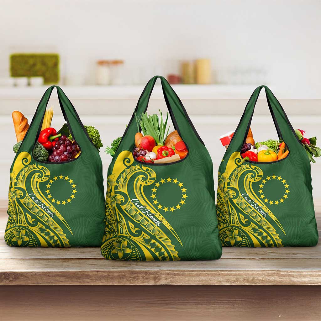 Kia Orana Cook Islands Grocery Bag Plumeria Tropical Waves - Polynesian Pride