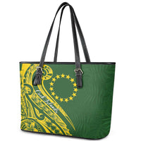 Kia Orana Cook Islands Leather Tote Bag Plumeria Tropical Waves - Polynesian Pride