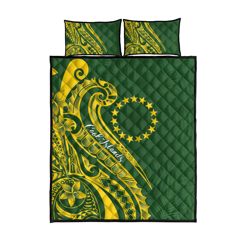 Kia Orana Cook Islands Quilt Bed Set Plumeria Tropical Waves - Polynesian Pride