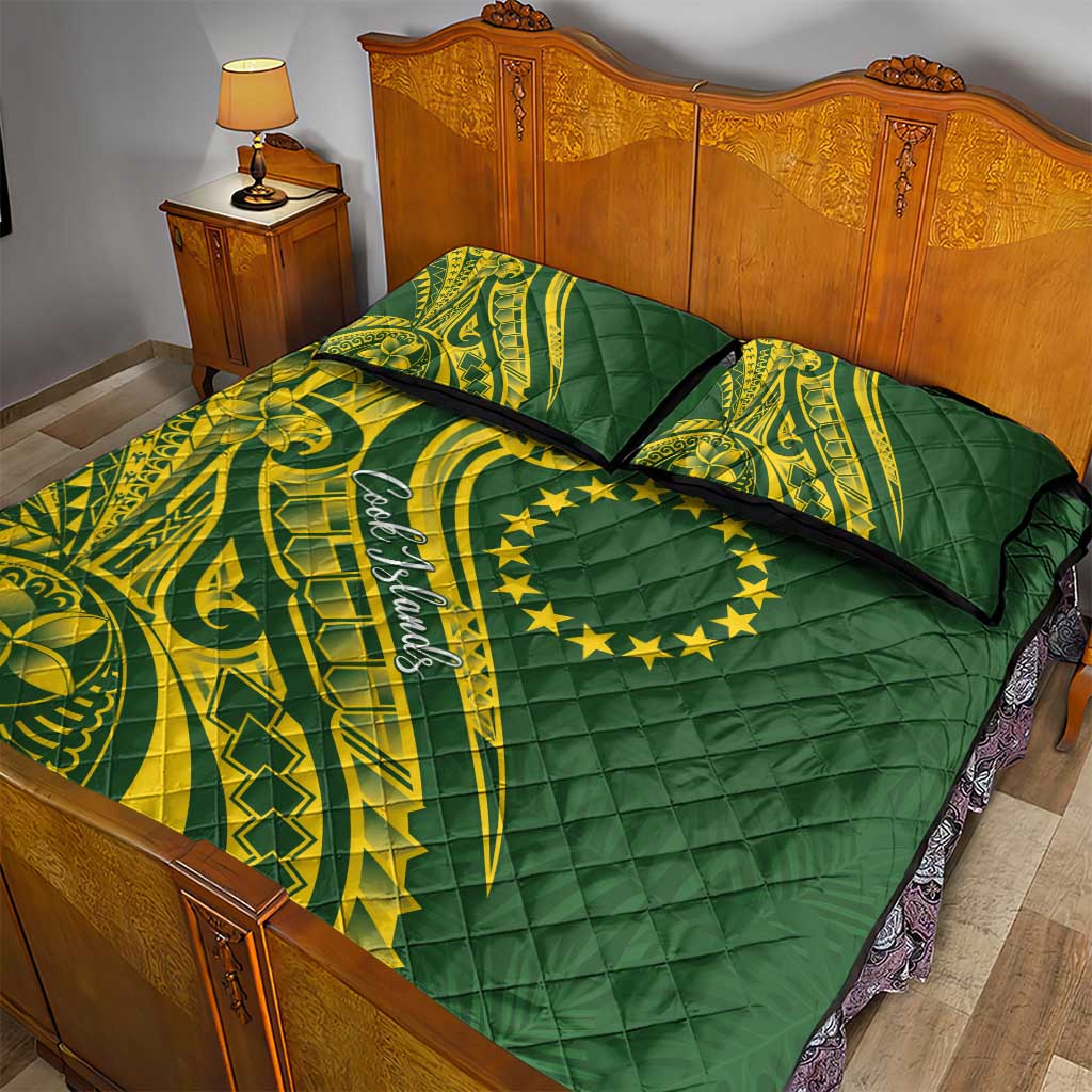 Kia Orana Cook Islands Quilt Bed Set Plumeria Tropical Waves - Polynesian Pride
