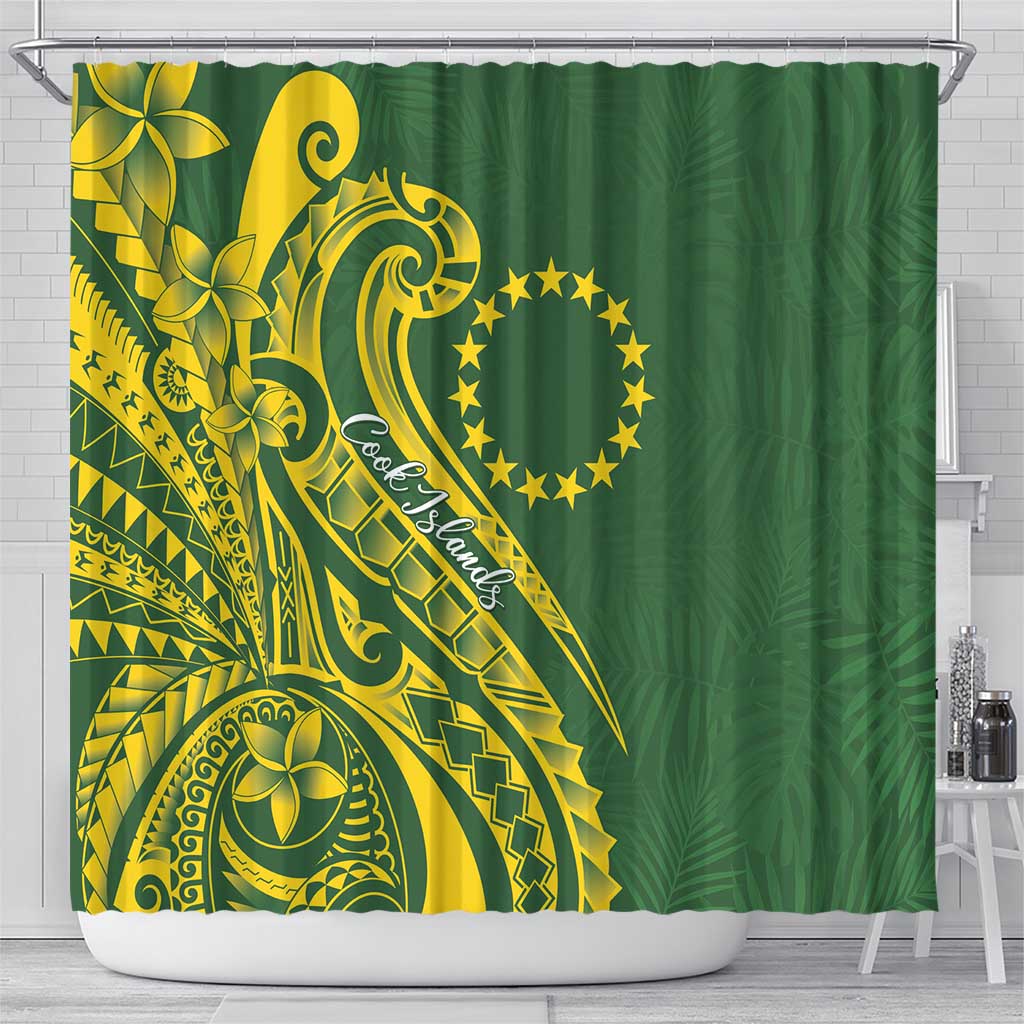 Kia Orana Cook Islands Shower Curtain Plumeria Tropical Waves - Polynesian Pride