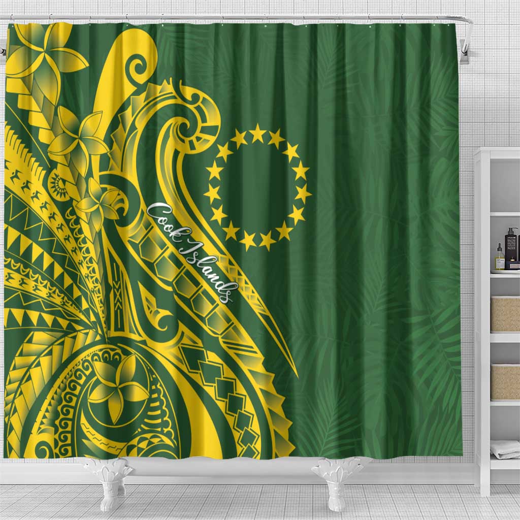 Kia Orana Cook Islands Shower Curtain Plumeria Tropical Waves - Polynesian Pride