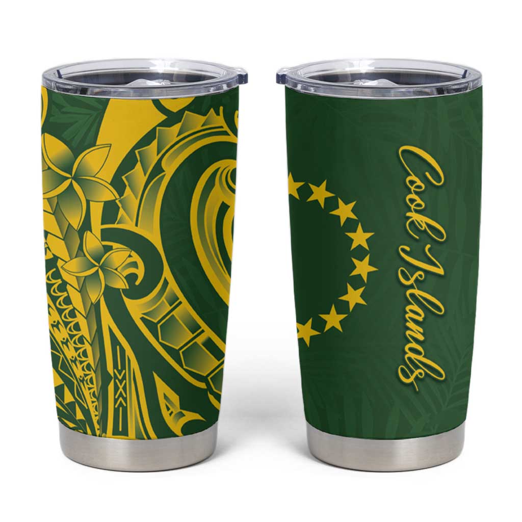 Kia Orana Cook Islands Tumbler Cup Plumeria Tropical Waves - Polynesian Pride