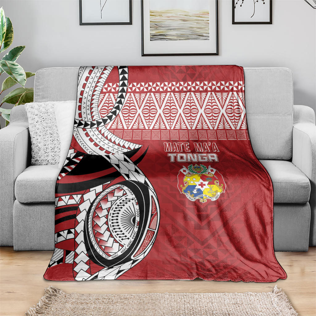 Mate Ma'a Tonga Rugby Kupesi Motifs Blanket Red Waves LT7 - Polynesian Pride