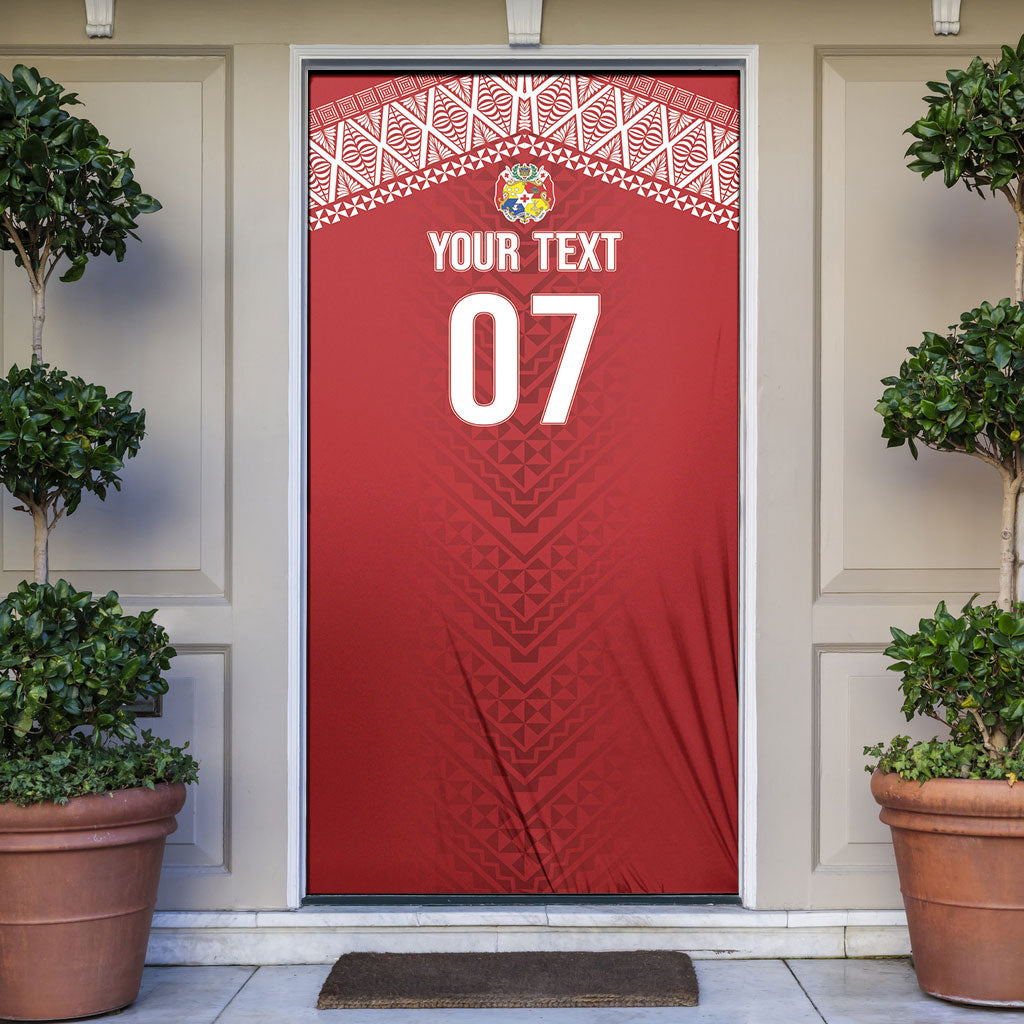 Mate Ma'a Tonga Rugby Custom Kupesi Motifs Door Cover Red Waves LT7 Red - Polynesian Pride