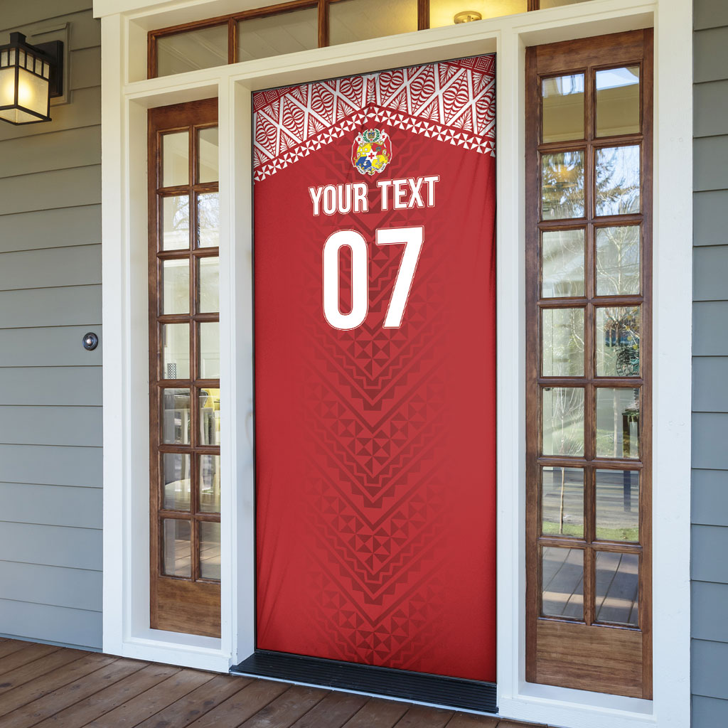 Mate Ma'a Tonga Rugby Custom Kupesi Motifs Door Cover Red Waves LT7 - Polynesian Pride
