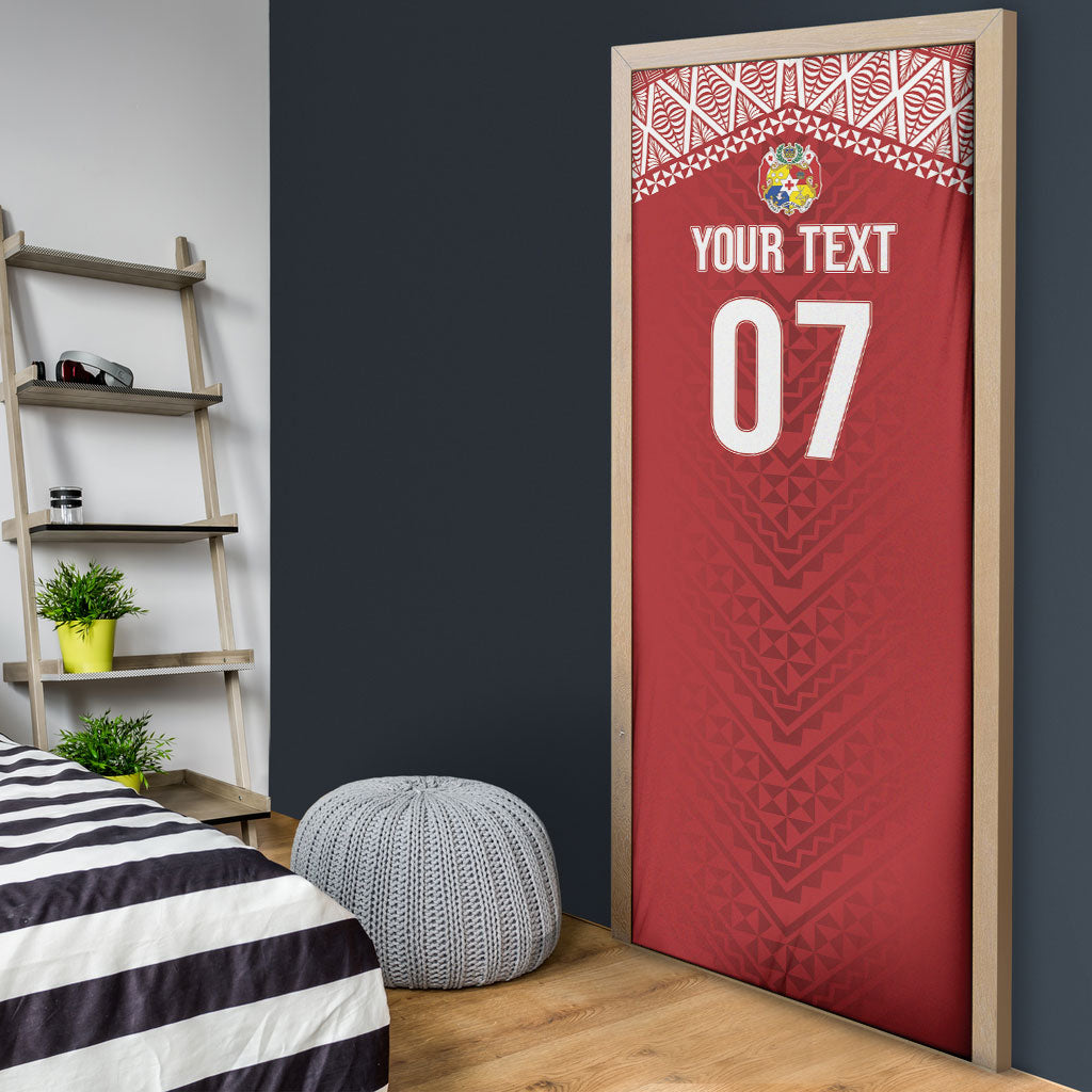 Mate Ma'a Tonga Rugby Custom Kupesi Motifs Door Cover Red Waves LT7 - Polynesian Pride