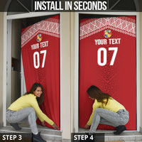 Mate Ma'a Tonga Rugby Custom Kupesi Motifs Door Cover Red Waves LT7 - Polynesian Pride