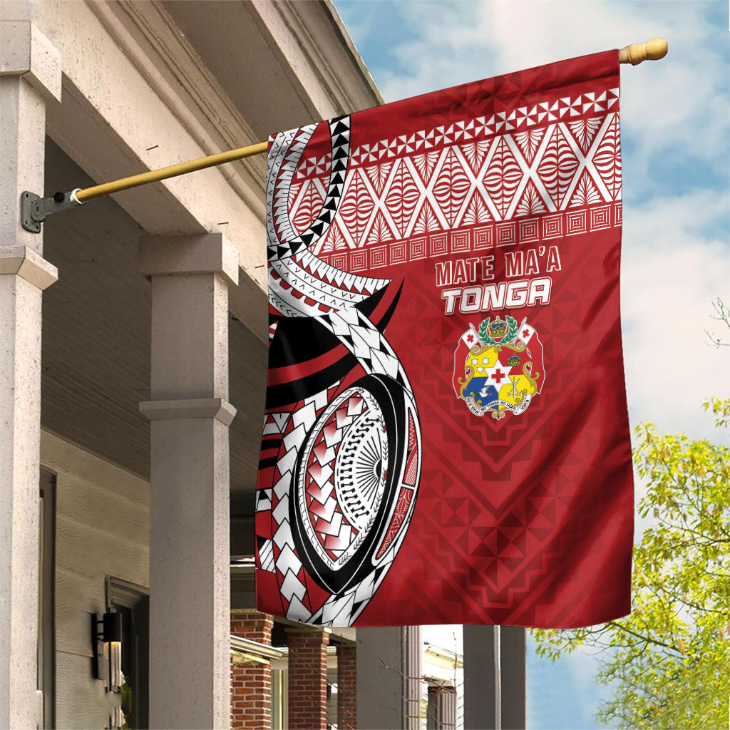Mate Ma'a Tonga Rugby Kupesi Motifs Garden Flag Red Waves LT7 House Flag Red - Polynesian Pride