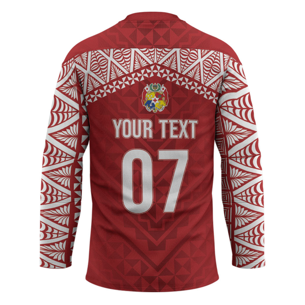 Mate Ma'a Tonga Rugby Custom Kupesi Motifs Hockey Jersey Red Waves LT7 - Polynesian Pride
