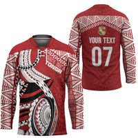 Mate Ma'a Tonga Rugby Custom Kupesi Motifs Hockey Jersey Red Waves LT7 - Polynesian Pride
