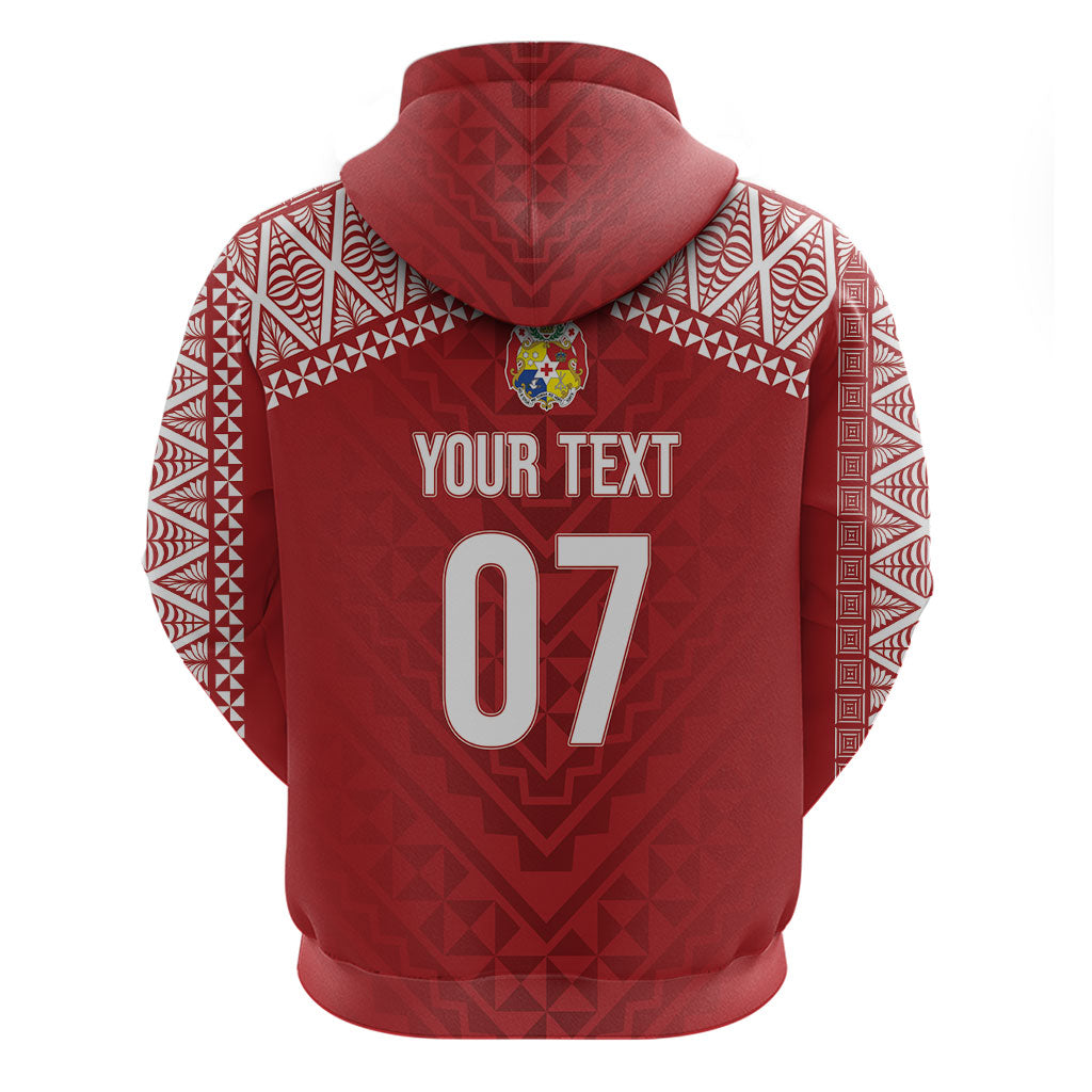 Mate Ma'a Tonga Rugby Custom Kupesi Motifs Hoodie Red Waves LT7 - Polynesian Pride