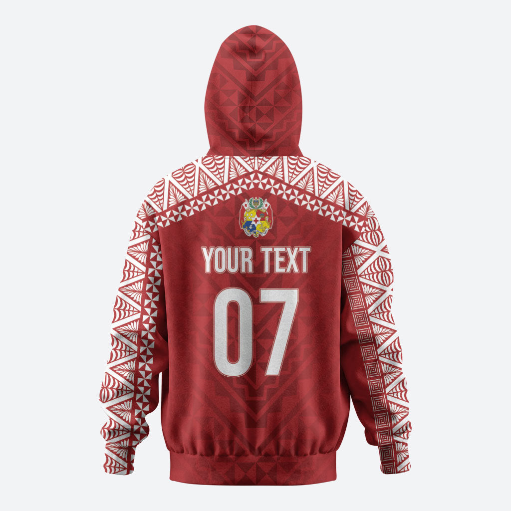 Mate Ma'a Tonga Rugby Custom Kupesi Motifs Hoodie Red Waves LT7 - Polynesian Pride