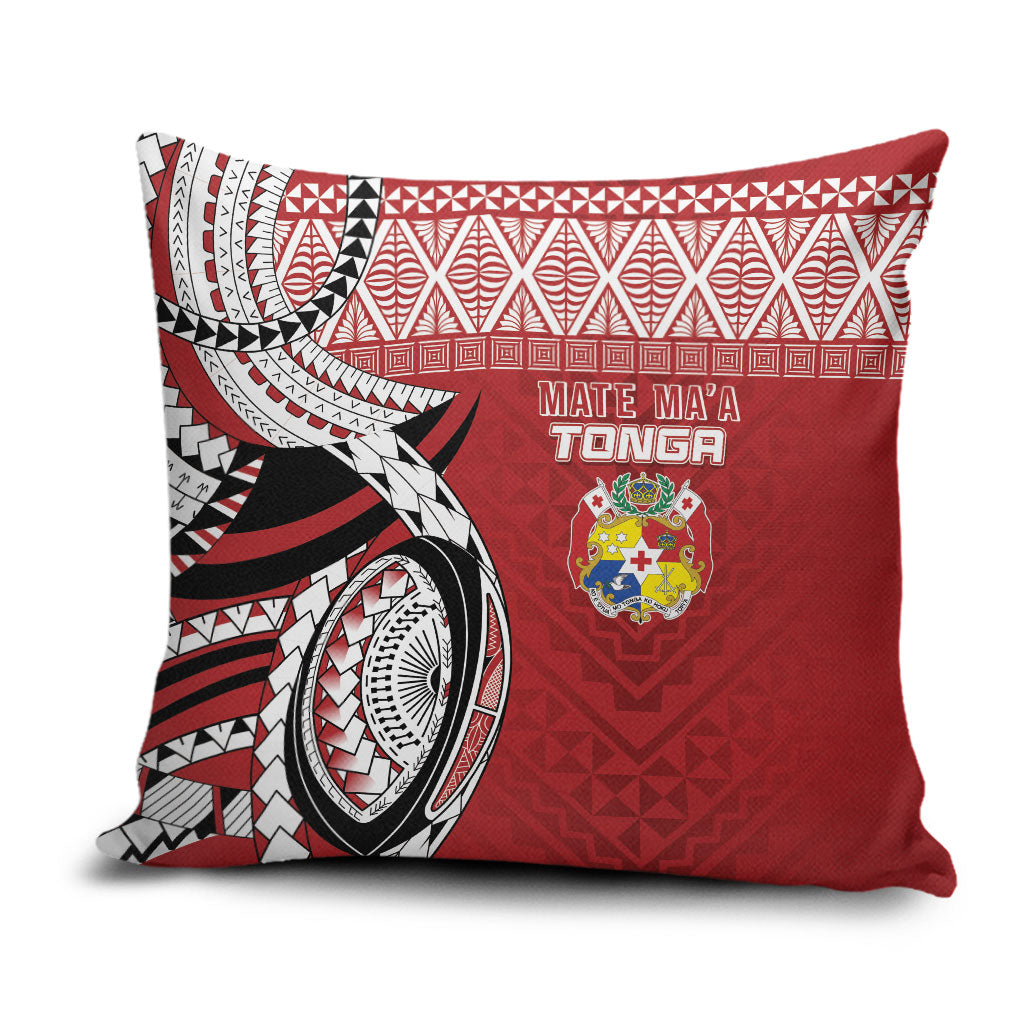 Mate Ma'a Tonga Rugby Kupesi Motifs Pillow Cover Red Waves LT7 Red - Polynesian Pride