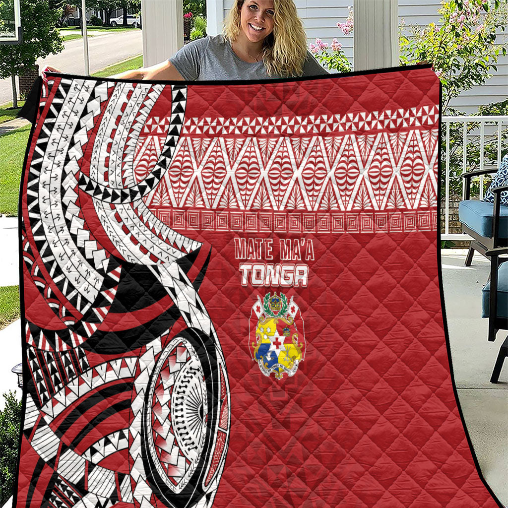 Mate Ma'a Tonga Rugby Kupesi Motifs Quilt Red Waves LT7 Red - Polynesian Pride