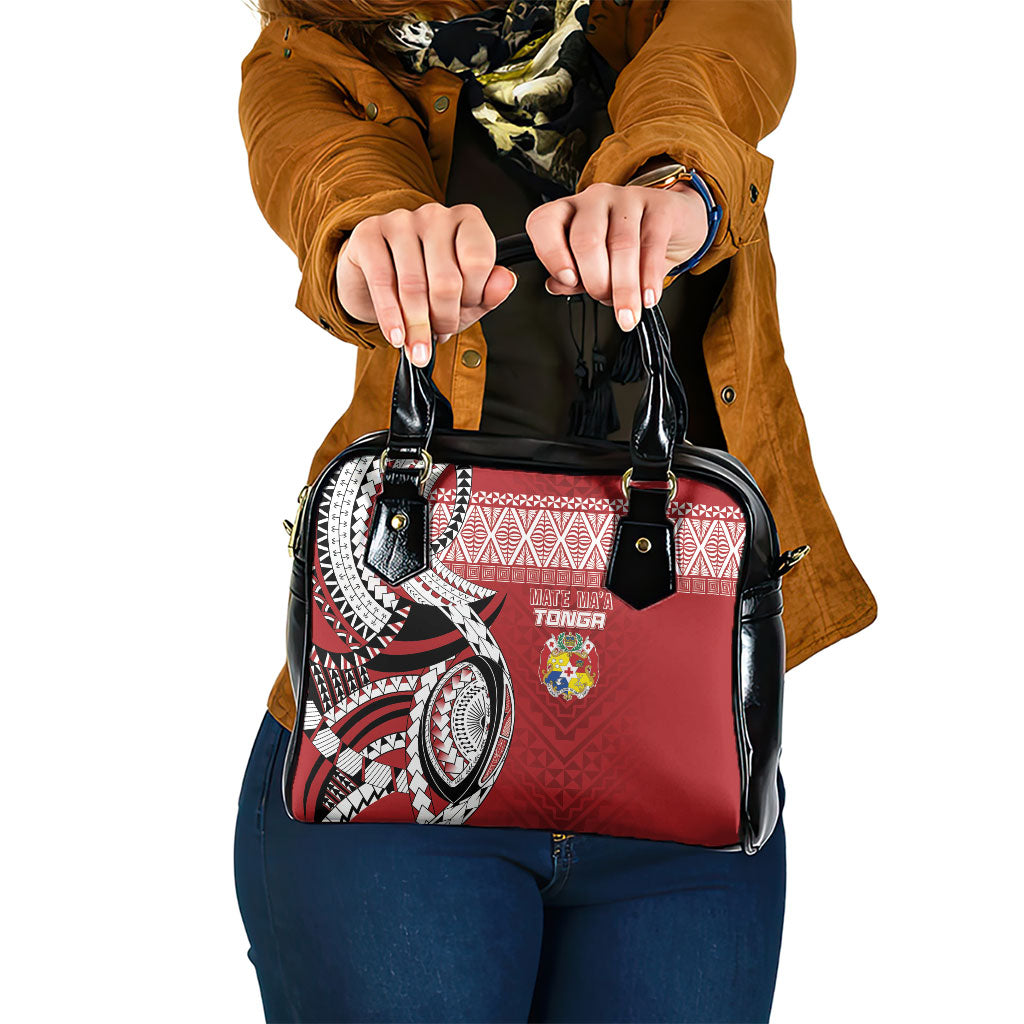 Mate Ma'a Tonga Rugby Kupesi Motifs Shoulder Handbag Red Waves LT7 One Size Red - Polynesian Pride
