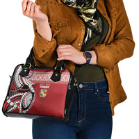 Mate Ma'a Tonga Rugby Kupesi Motifs Shoulder Handbag Red Waves LT7 - Polynesian Pride
