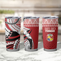 Mate Ma'a Tonga Rugby Kupesi Motifs Tumbler Cup Red Waves LT7 - Polynesian Pride