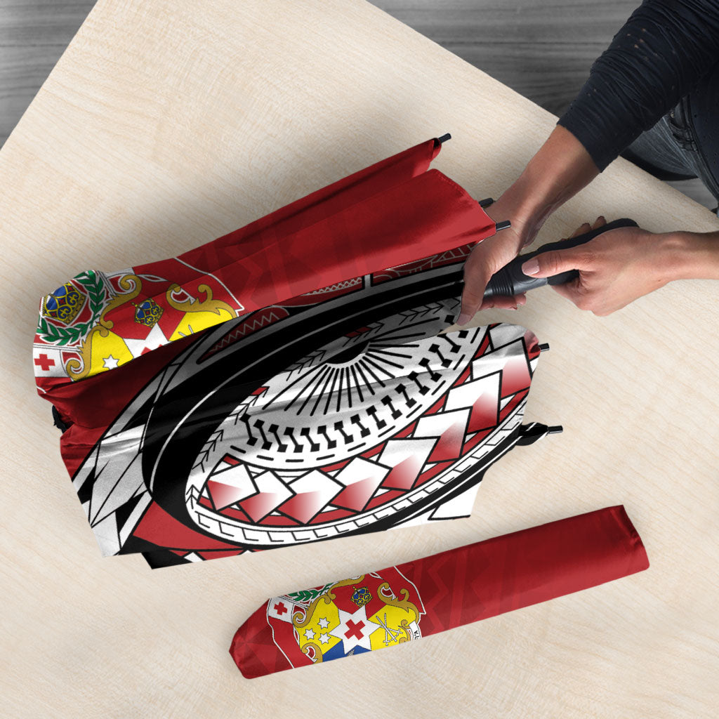 Mate Ma'a Tonga Rugby Kupesi Motifs Umbrella Red Waves LT7 - Polynesian Pride