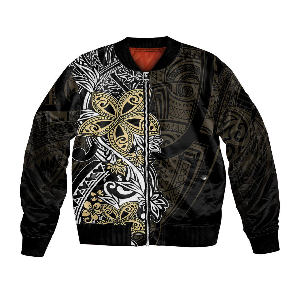 Polynesian Pride Bomber Jacket Tiare With Plumeria Mix Style LT7 Unisex Cream - Polynesian Pride