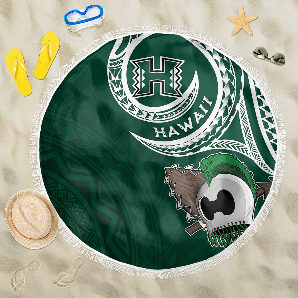 Hawaii Rainbow Warriors Alumni Beach Blanket Ti Maile Lei - Glory For The Warriors LT7 One Size 150cm Dark Green - Polynesian Pride
