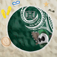 Hawaii Rainbow Warriors Alumni Beach Blanket Ti Maile Lei - Glory For The Warriors LT7 One Size 150cm Dark Green - Polynesian Pride