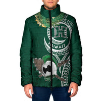 Hawaii Rainbow Warriors Alumni Personalized Padded Jacket Ti Maile Lei - Glory For The Warriors LT7 Men Dark Green - Polynesian Pride
