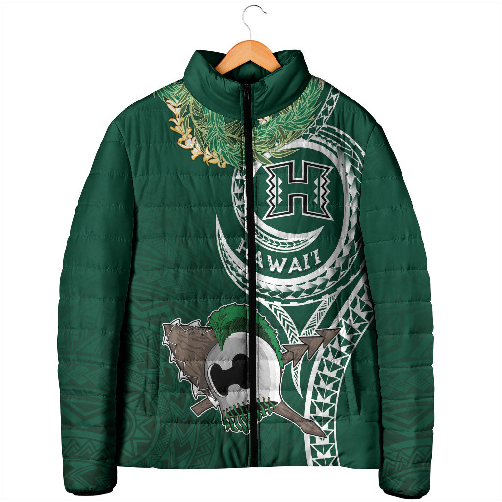 Hawaii Rainbow Warriors Alumni Personalized Padded Jacket Ti Maile Lei - Glory For The Warriors LT7 - Polynesian Pride