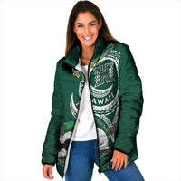 Hawaii Rainbow Warriors Alumni Personalized Padded Jacket Ti Maile Lei - Glory For The Warriors LT7 Women Dark Green - Polynesian Pride