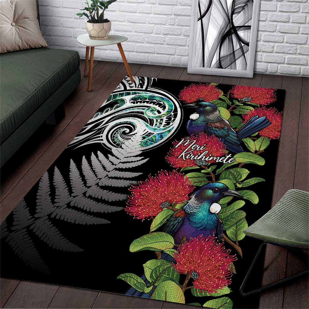 Meri Kirihimete New Zealand Area Rug Tui on Pohutukawa