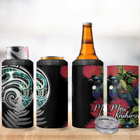 Meri Kirihimete New Zealand 4 in 1 Can Cooler Tumbler Tui on Pohutukawa
