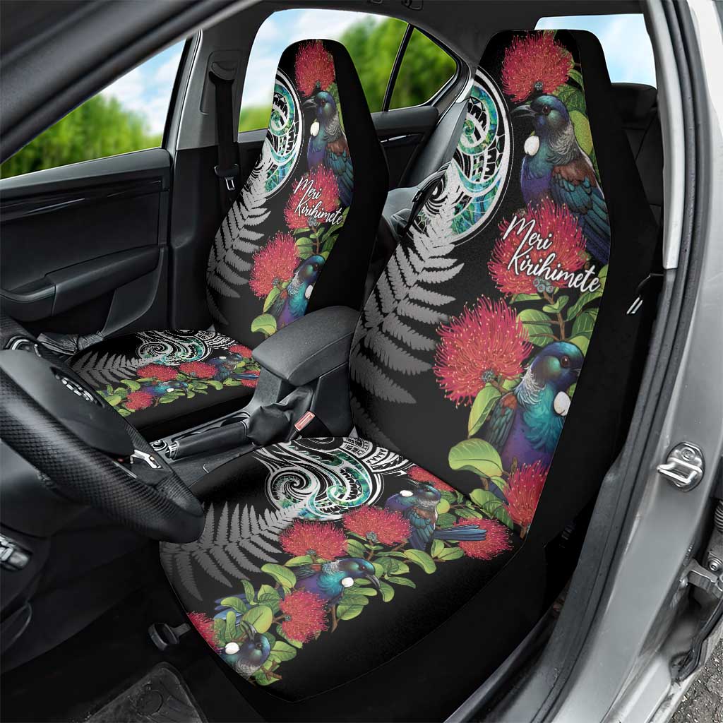 Meri Kirihimete New Zealand Car Seat Cover Tui on Pohutukawa