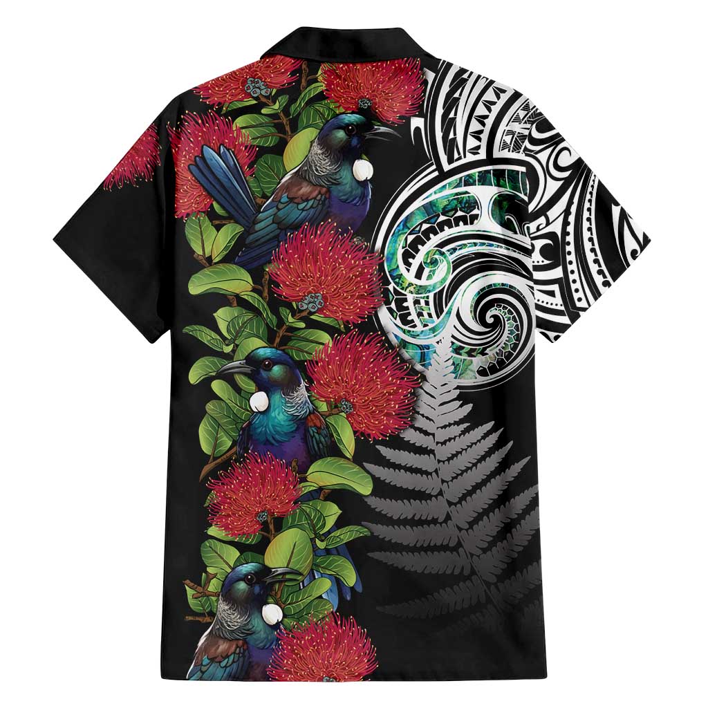 Meri Kirihimete New Zealand Family Matching Long Sleeve Bodycon Dress and Hawaiian Shirt Tui on Pohutukawa LT7 - Polynesian Pride