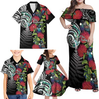 Meri Kirihimete New Zealand Family Matching Off Shoulder Maxi Dress and Hawaiian Shirt Tui on Pohutukawa LT7 - Polynesian Pride