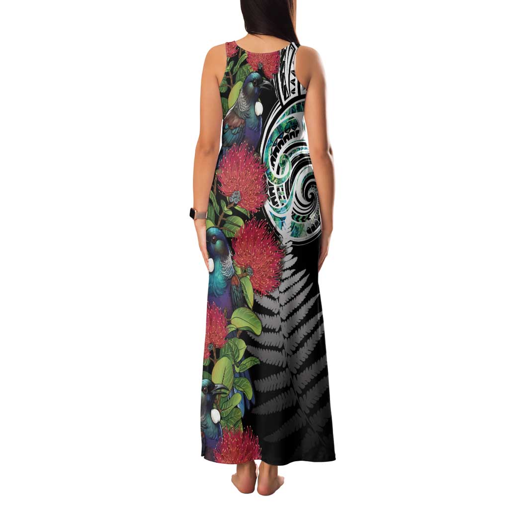 Meri Kirihimete New Zealand Family Matching Tank Maxi Dress and Hawaiian Shirt Tui on Pohutukawa LT7 - Polynesian Pride
