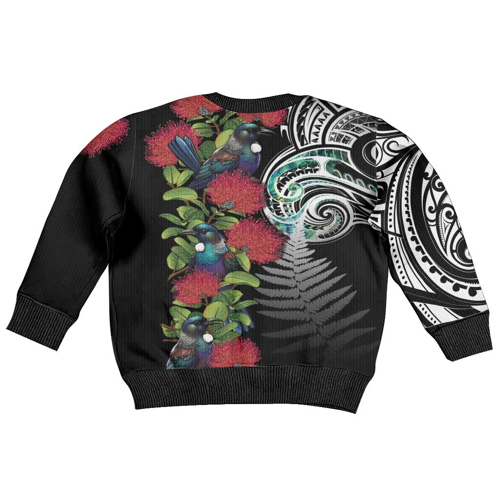 Meri Kirihimete New Zealand Kid Ugly Christmas Sweater Tui on Pohutukawa LT7 - Polynesian Pride