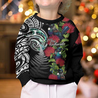 Meri Kirihimete New Zealand Kid Ugly Christmas Sweater Tui on Pohutukawa LT7 - Polynesian Pride