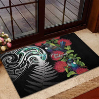 Meri Kirihimete New Zealand Rubber Doormat Tui on Pohutukawa