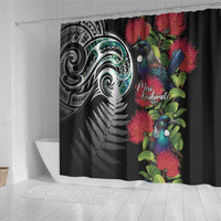 Meri Kirihimete New Zealand Shower Curtain Tui on Pohutukawa LT7 - Polynesian Pride