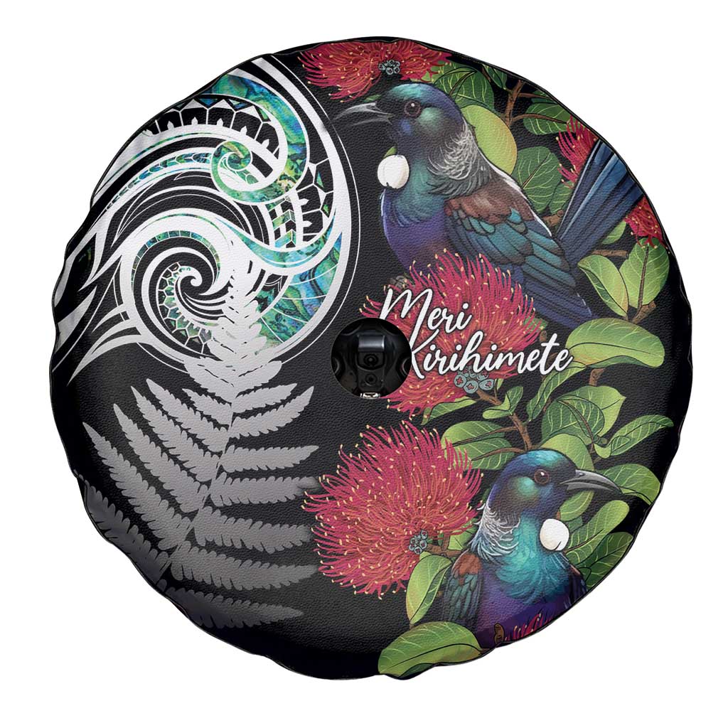 Meri Kirihimete New Zealand Spare Tire Cover Tui on Pohutukawa LT7 - Polynesian Pride