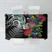 Meri Kirihimete New Zealand Tablecloth Tui on Pohutukawa LT7 Black - Polynesian Pride