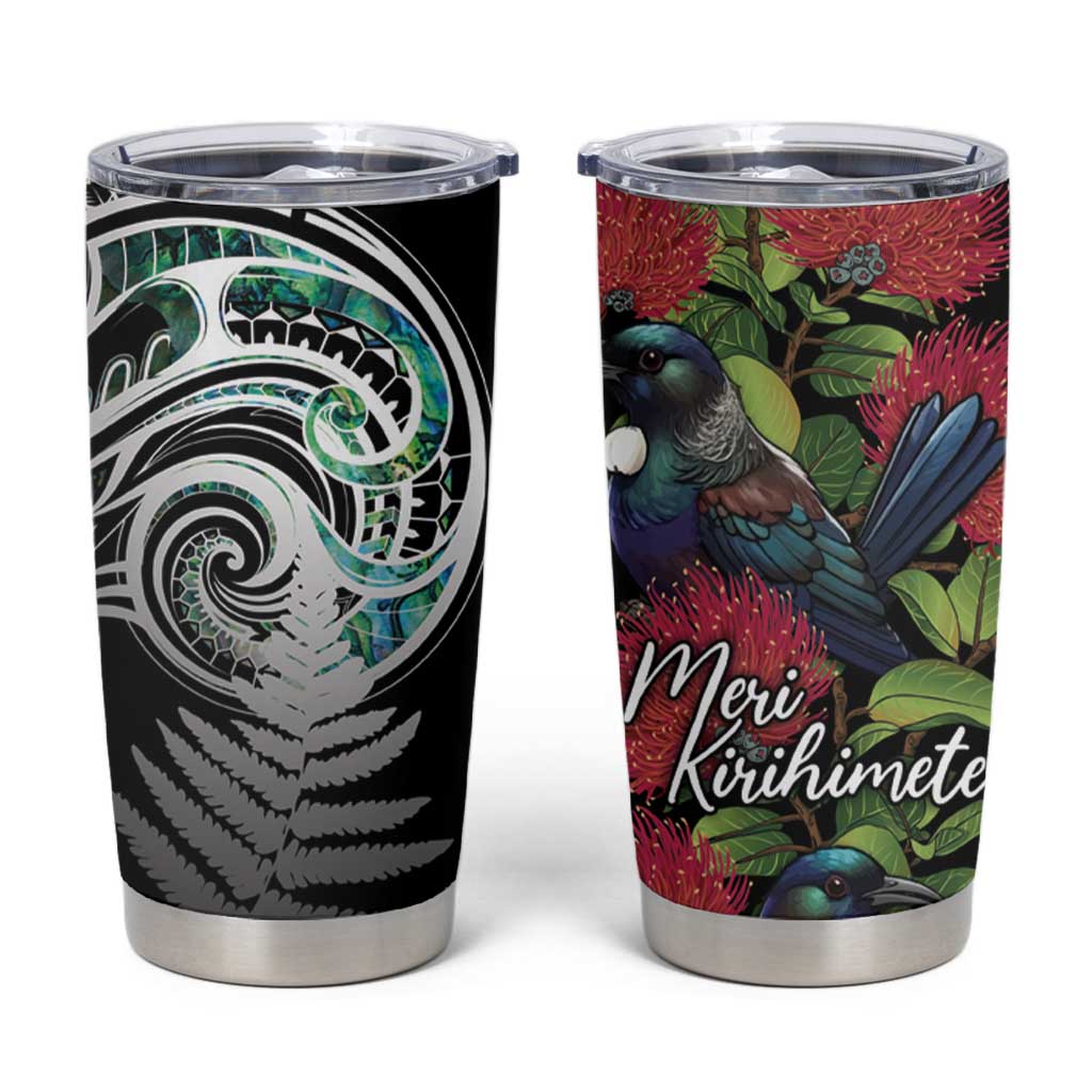 Meri Kirihimete New Zealand Tumbler Cup Tui on Pohutukawa